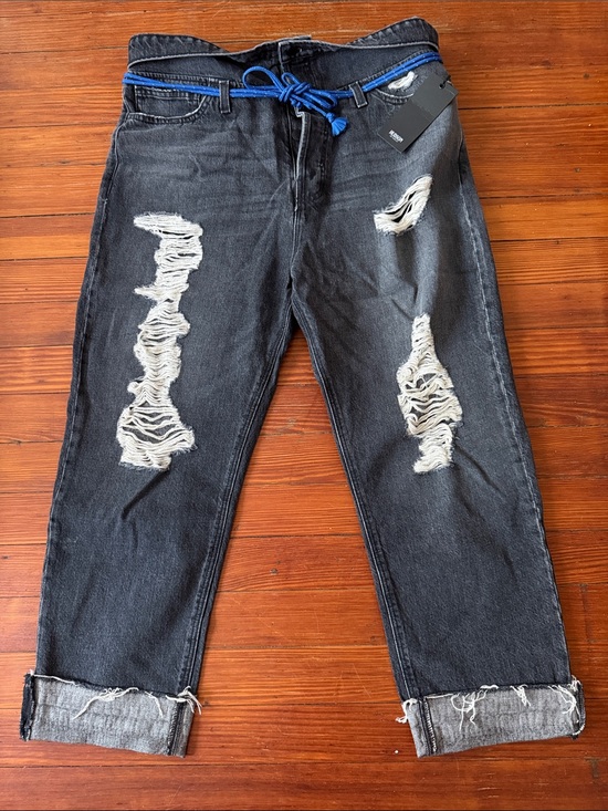 Hudson Jeans Denim - New with tags Hudson Jeans Black Distressed Ripped Denim with Blue Rope Belt 30